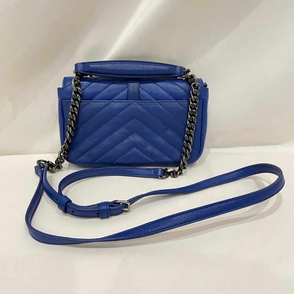 Yves Saint Laurent Blue Quilted Leather Crossbody Bag - Picture 2 of 10